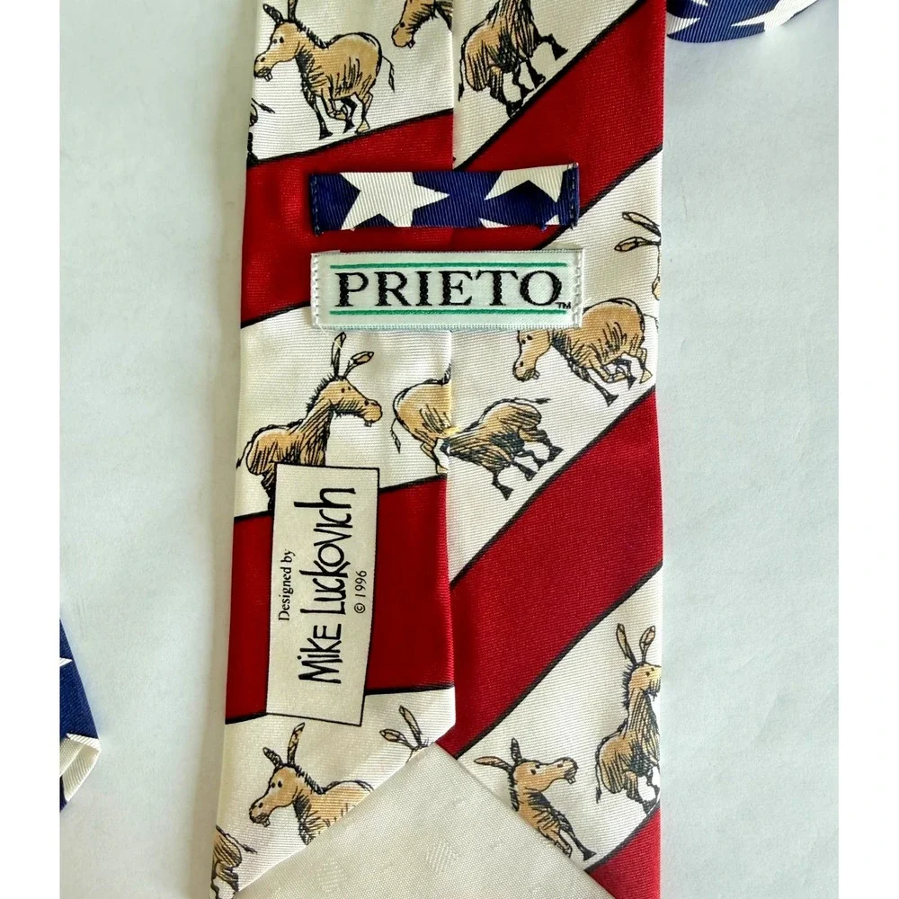 Vintage Democratic Donkey‎ Tie Mike Luckovich Design 1996 Political USA Silk